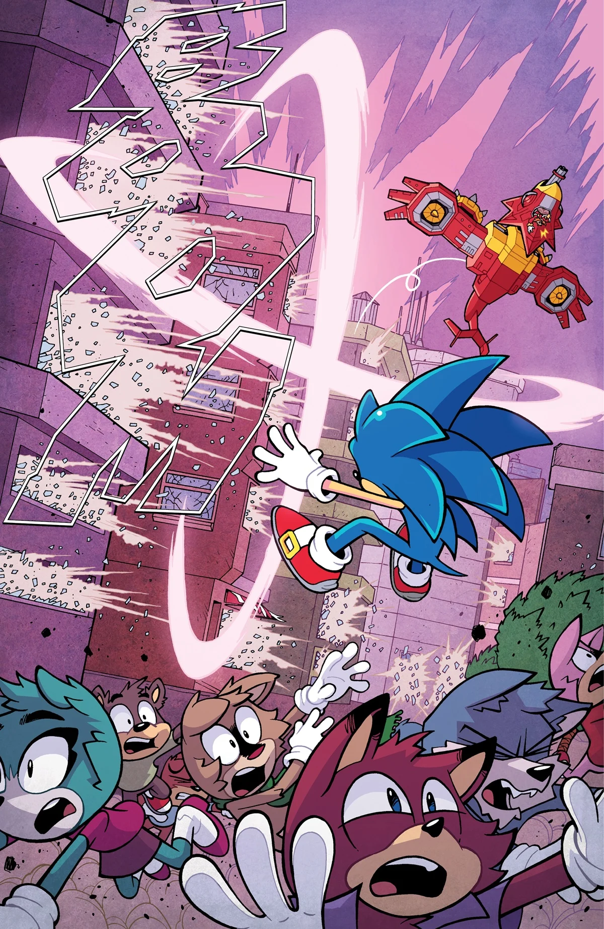 The third page from Sonic the Hedgehog x Godzilla #1.