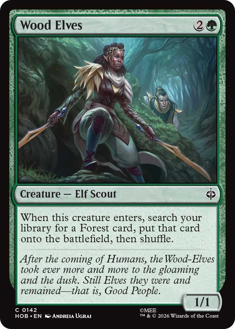 AN MTG The Hobbit main card showing wood elves
