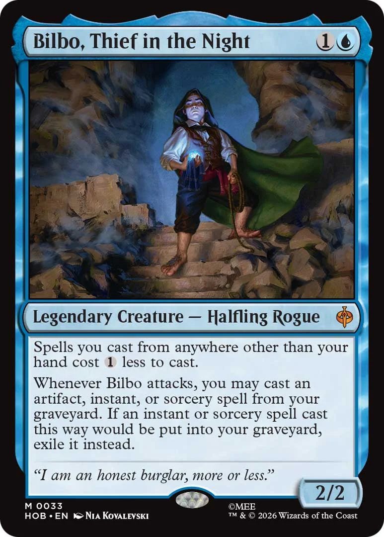 AN MTG The Hobbit main card showing Bilbo at night