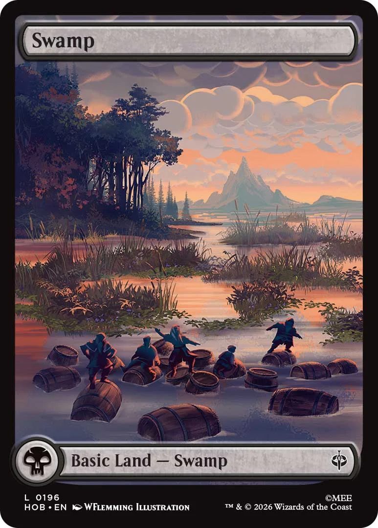 A Magic: The Gather basic lands cad for The Hobbit series showing a swamp
