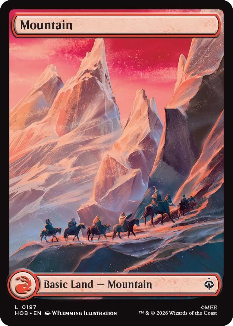 A Magic: The Gather basic lands cad for The Hobbit series showing a mountain