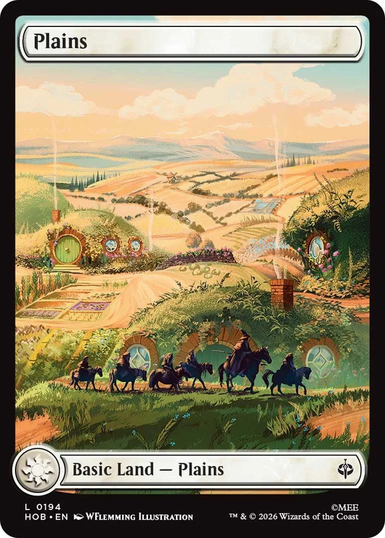 A Magic: The Gather basic lands cad for The Hobbit series showing a plain