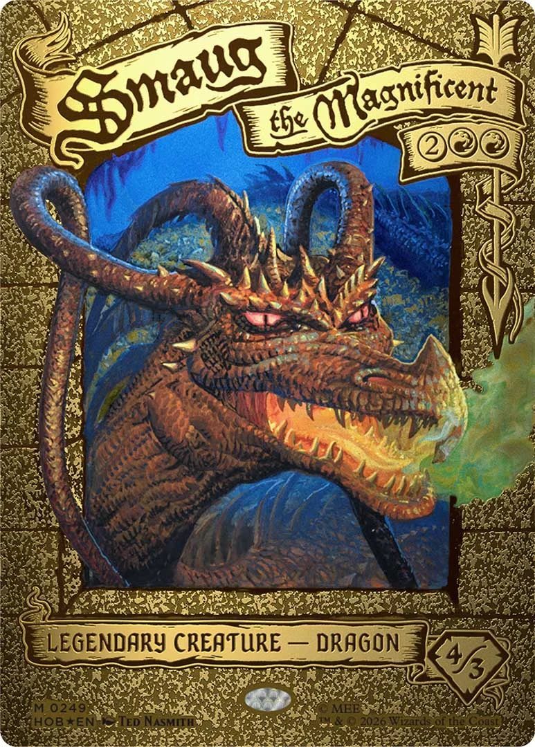 A The Hobbit booster card for MGT showing Smaug the dragon