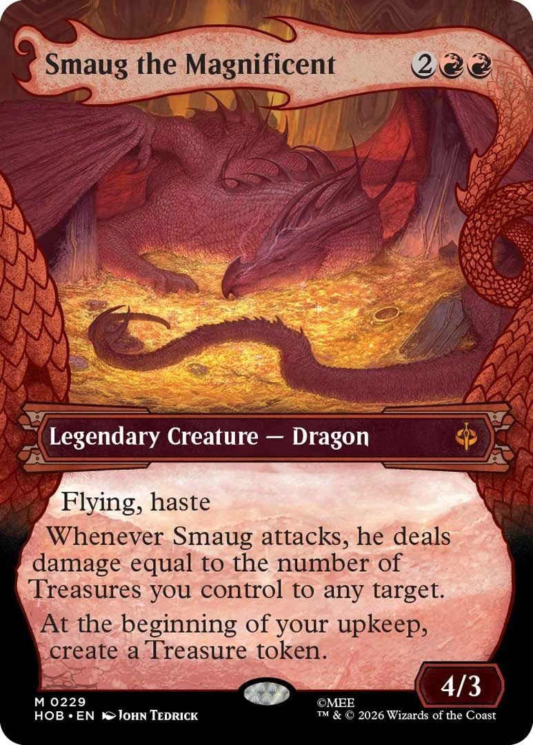 A The Hobbit booster card for MGT showing Smaug the dragon