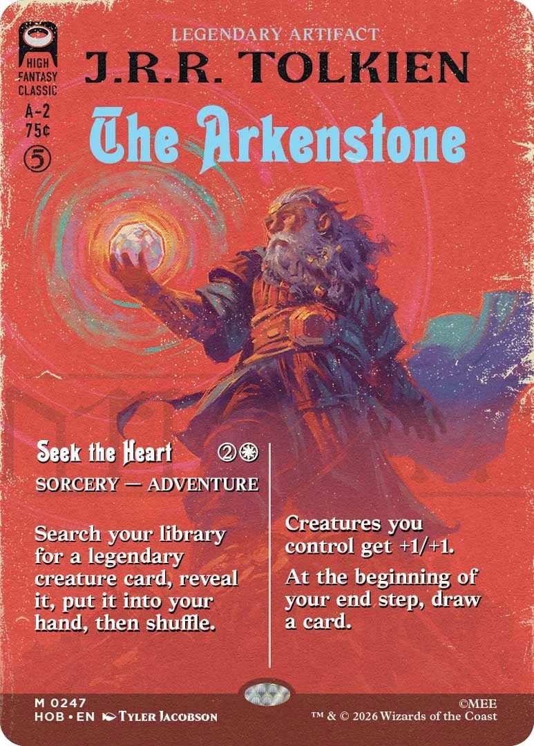 A The Hobbit booster card for MGT showing the book's cover