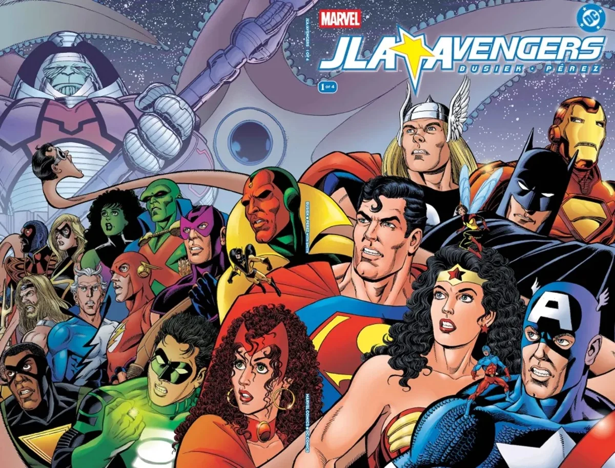 The cover for JLA/Avengers #1 by George Perez.