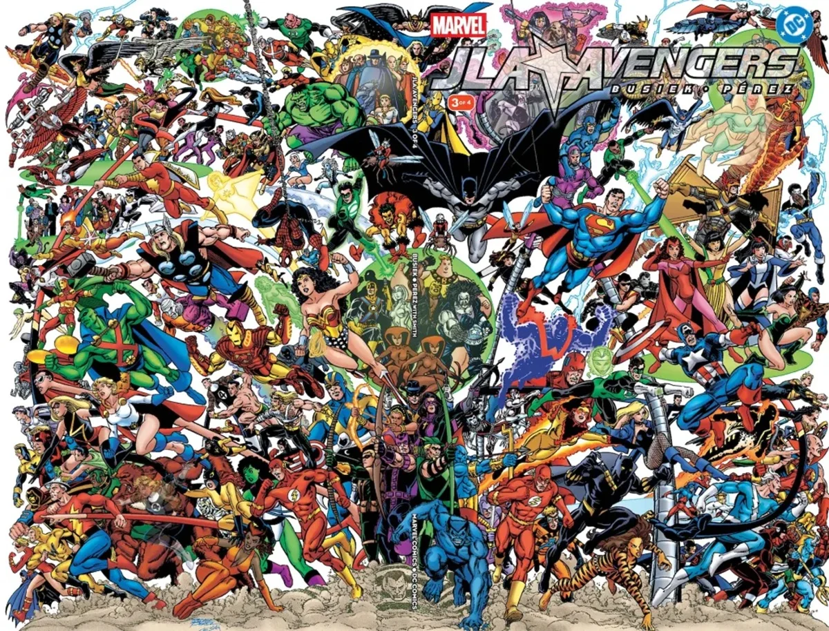 The cover for JLA/Avengers #2 by George Perez.
