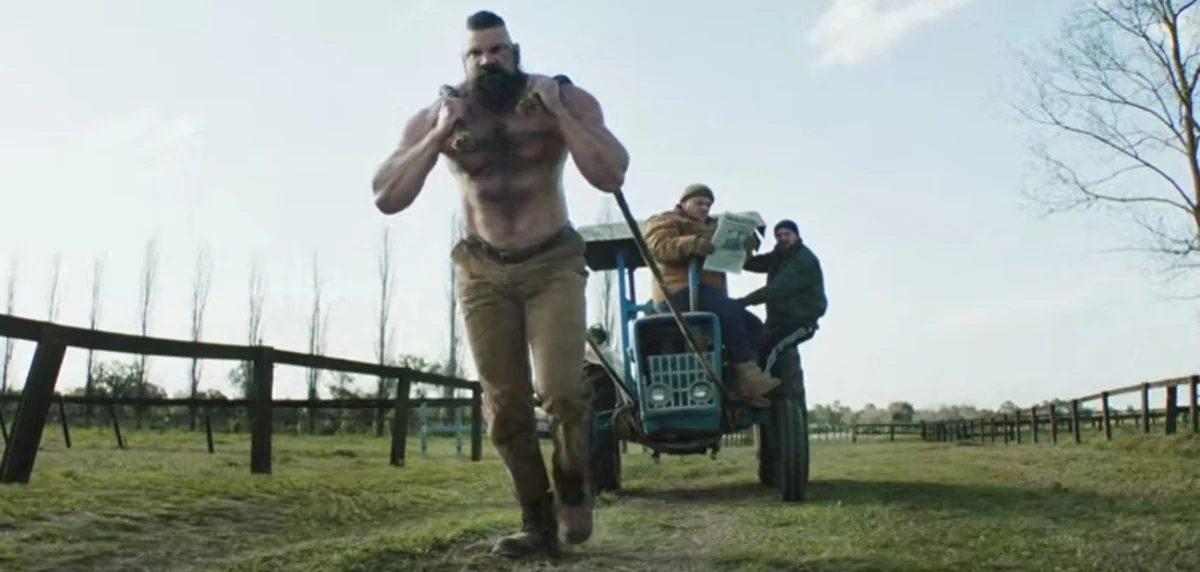 Zangief pulls a tractor in the Street Fighter trailer.