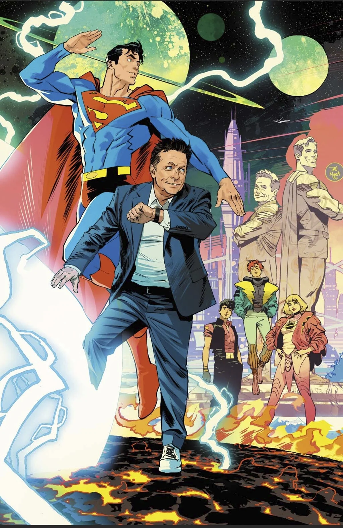 Legion of Super-Heroes #1 variant cover by Dan Mora (Michael J. Fox cameo)