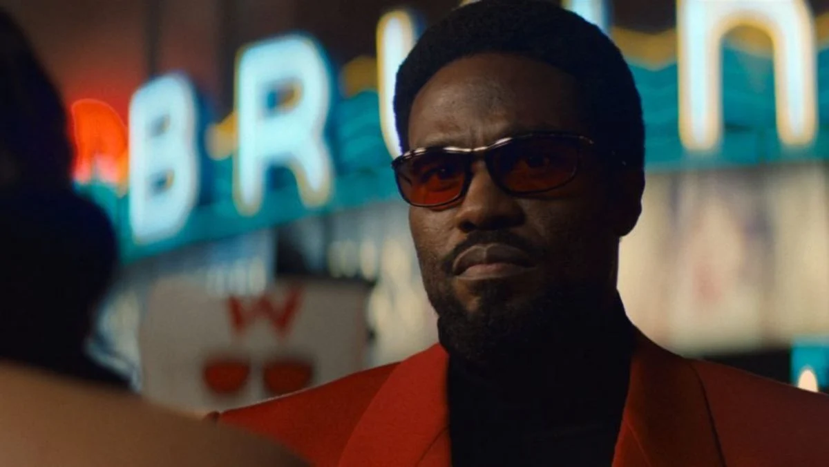 Simon Williams wearing red and black at his movie premiere in Wonder Man.