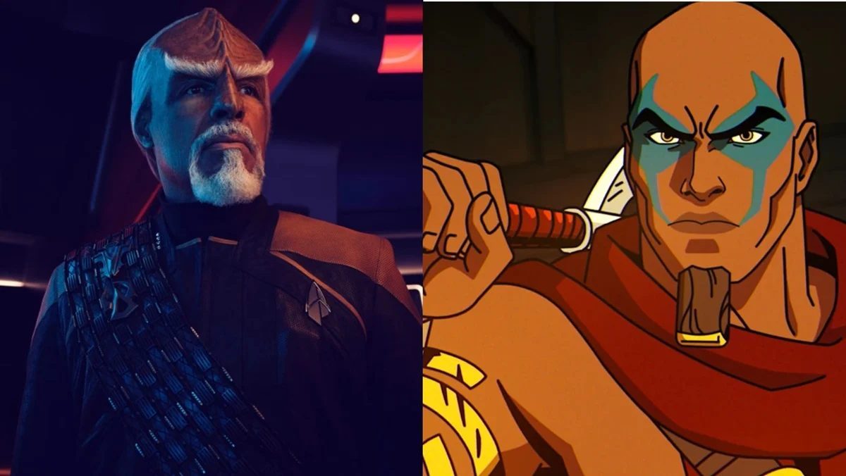 (Left) Michael Dorn as Worf on Star Trek: Picard (Right) Baal on X-Men '97