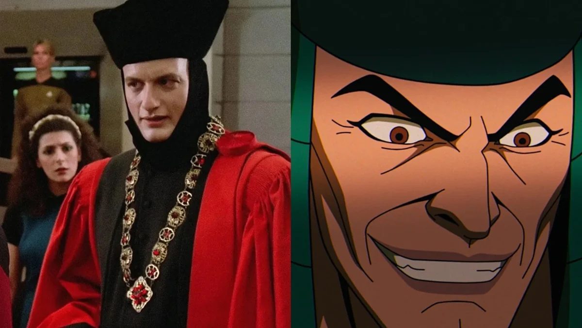 (Left) John de Lancie as Q in Star Trek (Right) Rama-Tut in X-Men '97