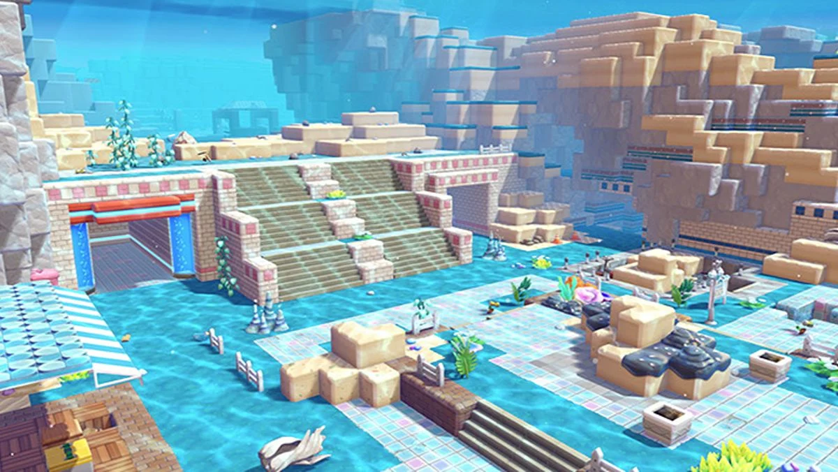 A view of the entirety of Bubbly Basin, the expansion from Pokemon Pokopia.