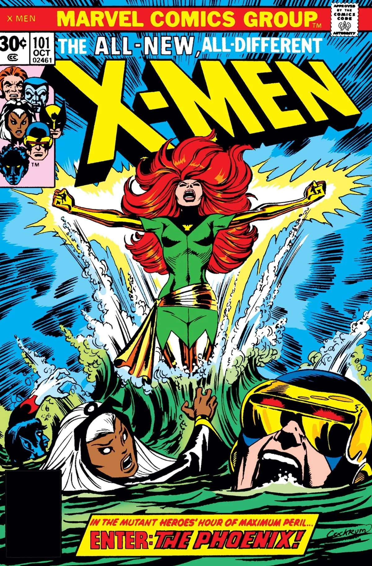 Jean Grey becomes the Phoenix in Uncanny X-Men #101. Art by Dave Cockrum.