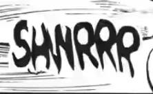 screencap from a panel of one piece in english, showing retouched lettering reading "shwrrr"